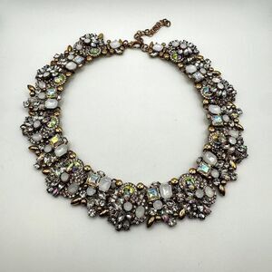 16" Vintage HOLYLOVE Multi Colored Crystal Bib Statement Necklace!